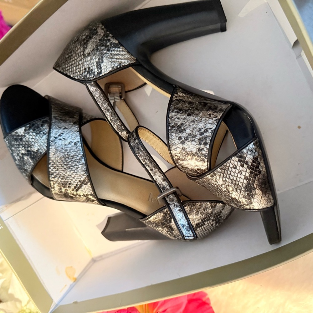 Levity Black and Gray Snakeskin Heels - Picture 10 of 16